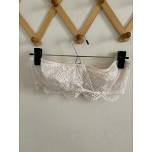 Victoria's Secret Bra Women's Large Lace Bandeau White Strapless Wired Bralette